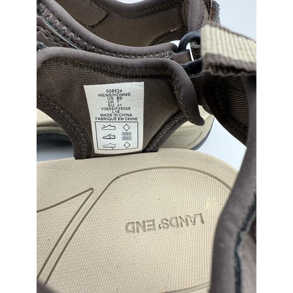 Lands\' End Men\'s Water Sport Sandal Rich Coffee Brown Adjustable Hook Loop 8 D main image 6